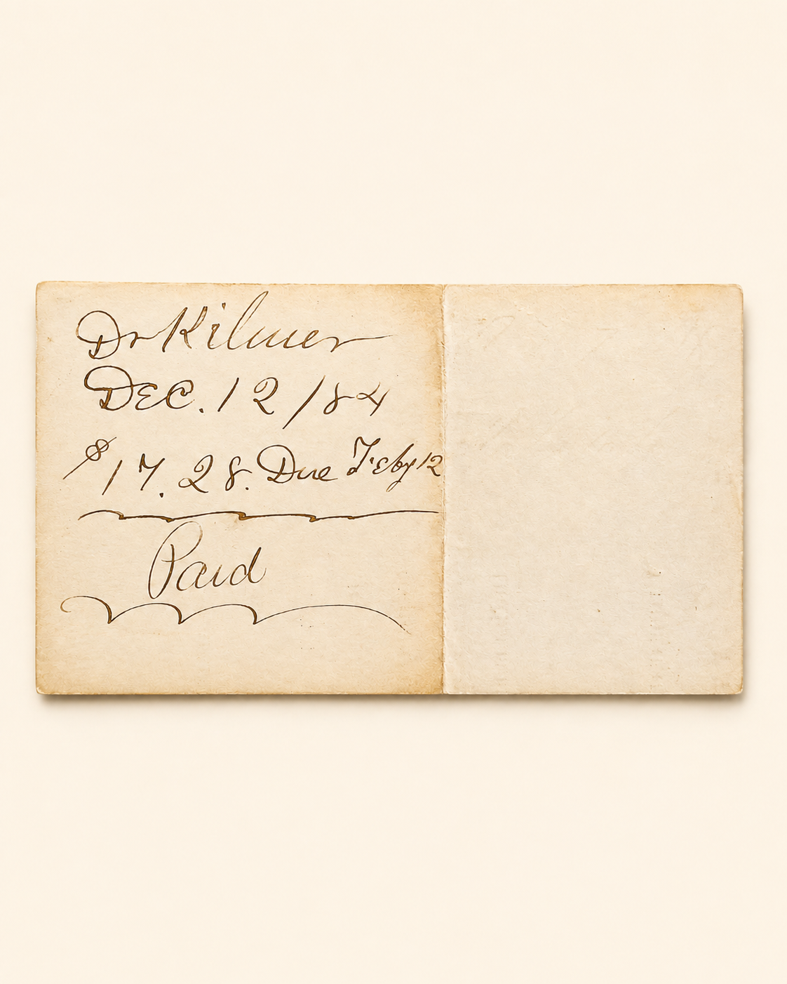 Antique Billhead, 1884, Authentic.