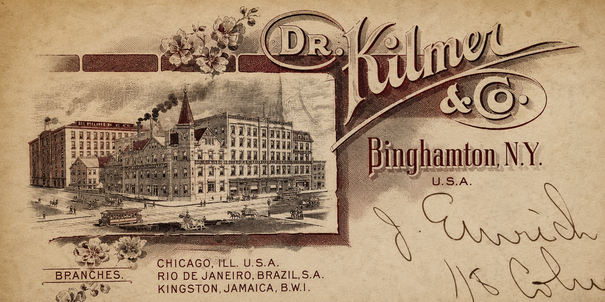 Vintage-style printed card or label for Dr. Kilmer & Co.